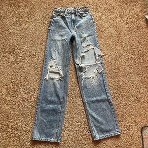 PacSun Light Blue Distressed Straight Leg Jeans